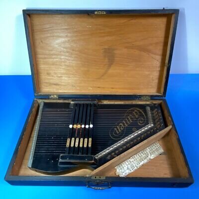 Autoharp Zither CARMEN Antique Carry Box Vintage Strung Instrument