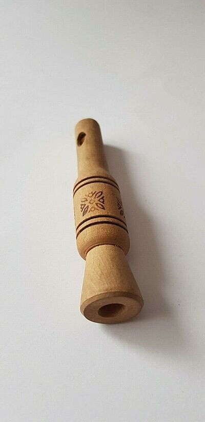 Wooden Whistle Handmade in Latvia With Burned Articles