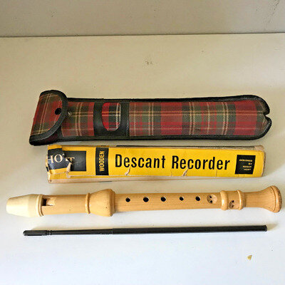 Wooden Descant Recorder in case