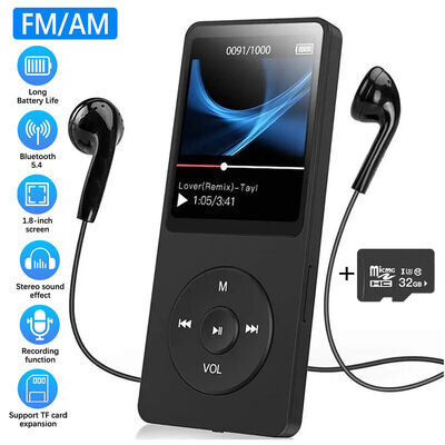 32G Portable Bluetooth MP4/MP3 Lossless Music Player Media FM Radio Recorder NEW