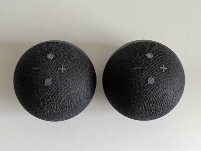 2x Amazon Echo Dot Smart Speaker with Alexa 4th Generation. Charcoal. Mint Cond