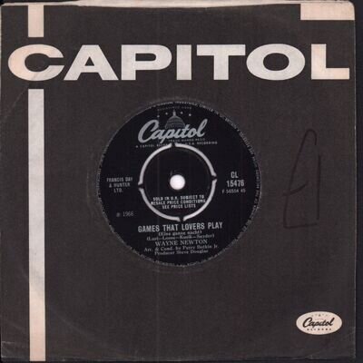 Wayne Newton Games That Lovers Play 7" vinyl UK Capitol 1966 4 prong label