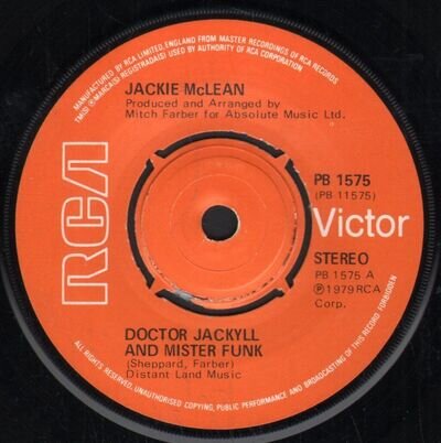 Jackie McLean Doctor Jackyll and Mister Funk 7" vinyl UK Rca 1979 four prong