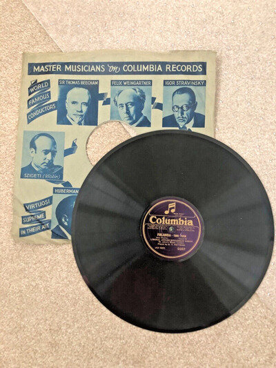 Antique 78rpm Shellac 12" Record. Columbia. Finlandia.