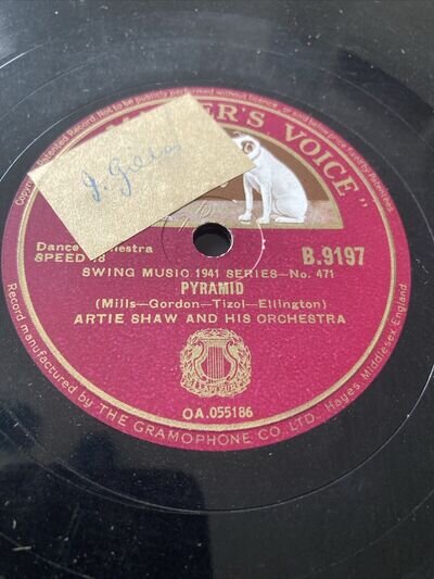 1941 ARTIE SHAW & HIS ORCH 78 PYRAMID / CHANTEZ LES BAS HMV SWING MUSIC SERIES