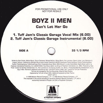 Boyz II Men - Can't Let Her Go Tuff Jam Remixes - Used Vin - Promo - Q12170z