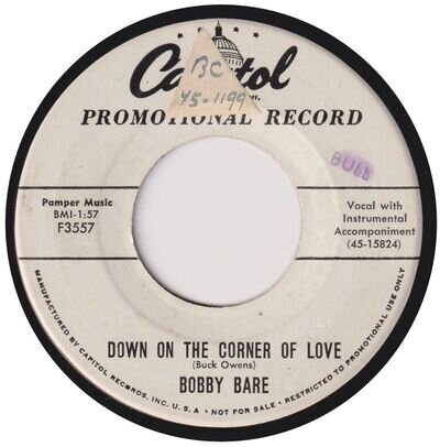 BOBBY BARE “Down On The Corner Of Love” CAPITOL (1956)