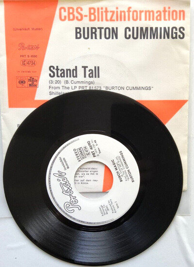 Burton Cummings – Stand Tall 1976 CBS-Blitzinformation PROMO 7" vinyl record