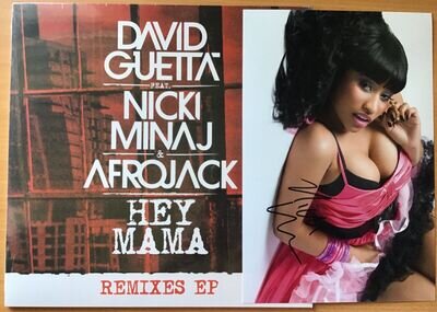 NICKI MINAJ,DAVID GUETTA,AFRO JACK,HEY MAMA,12" EP REMIX + HAND SIGNED PHOTO,COA