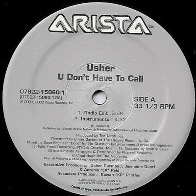 Usher - U Don't Have To Call (12", Single) (Very Good Plus (VG+))