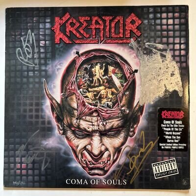 SIGNED KREATOR -COMA OF SOULS- PURPLE VINYL LP Original 1990 EX/VG+