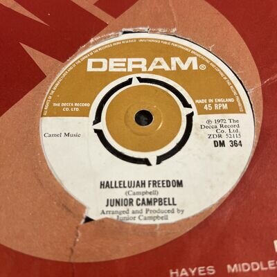 Junior Campbell - Hallelujah Freedom / Alright With Me, 1972 Pop Rock, 7" Vinyl