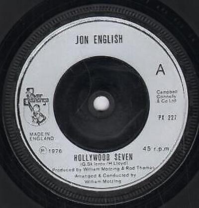 Jon English Hollywood Seven 7" vinyl UK Power Exchange 1976 B/w sandcastles