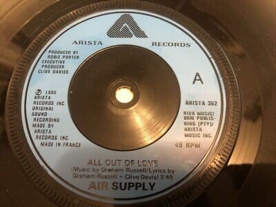 Air Supply - All Out Of Love 7" Vinyl Single Record