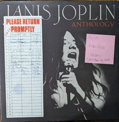 Janis Joplin Anthology Vinyl Record VG/VG CBS 22101 1980 1st Press Promo Copy