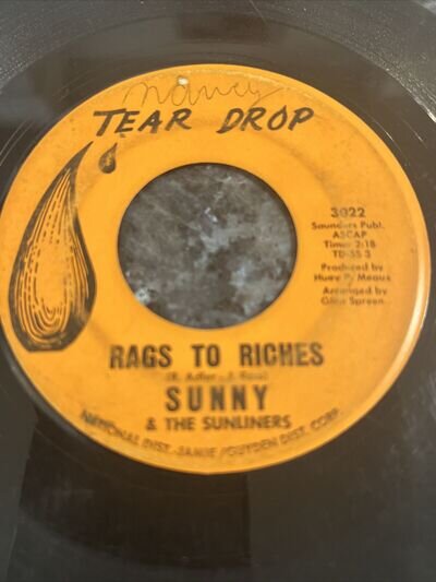 SUNNY & THE SUNLINERS "RAGS TO RICHES c/w NOT EVEN JUDGEMENT DAY" 1963 SOUL