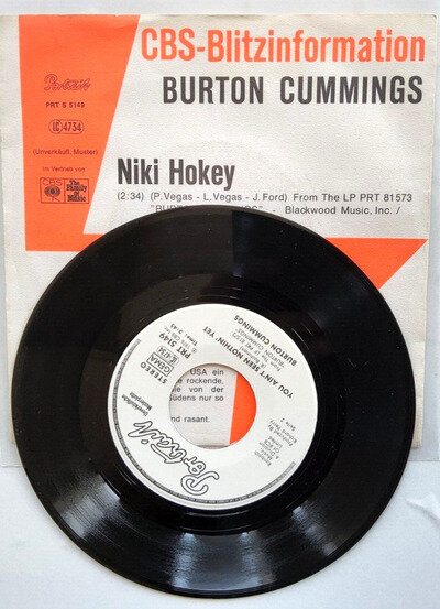 Burton Cummings – Niki Hokey 1976 CBS-Blitzinformation PROMO 7" vinyl record