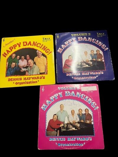 3 x Dennis Hayward's Organisation - Happy Dancing! SIGNED LP Vinyl Records 2 3