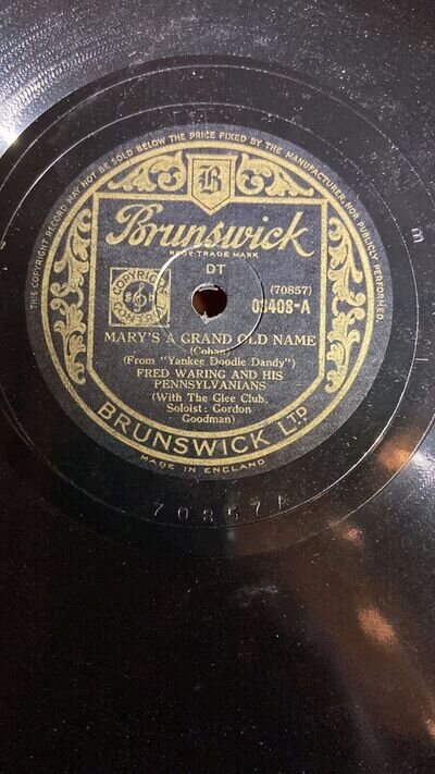 Rare 78rpm record, V, FRED WARING : Mary's A Grand Old Name , Brunswick 03408