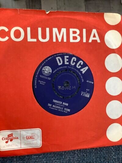 The Nashville Teens. Tobacco Road. 7" 45RPM single 1964 Decca F 11930 *VG+