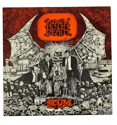 NAPALM DEATH - SCUM - ORIGINAL VINYL ALBUM - RARE ORANGE COVER - MOSH 3.