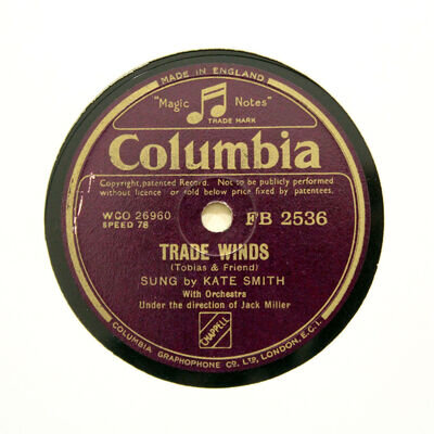 KATE SMITH "Trade Winds / Goodnight Again" COLUMBIA FB-2536 [78 RPM]