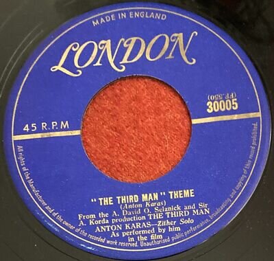 THIRD MAN THEME - Anton Karas - from the film, VG+ OG issued in the UK in 1950