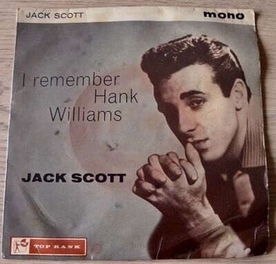 JACK SCOTT I REMEMBER HANK WILLIAMS 7" EP SLEEVE ONLY TOP RANK 1960 GOOD ENGLAND