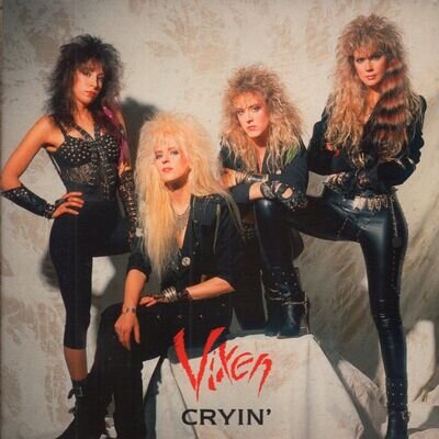 Vixen Cryin' 7" vinyl UK Emi 1988 limited edition Black/silver paper label