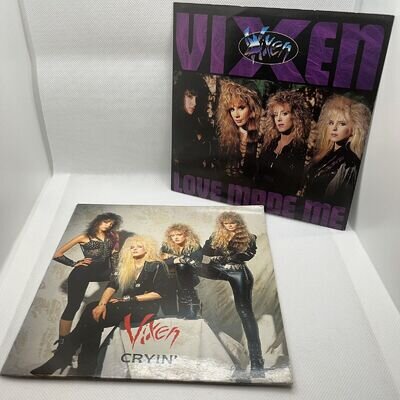 Vixen 2x 7" Vinyl Singles - Love Made Me Gatefold Sleeve And Cryin' Glam Metal