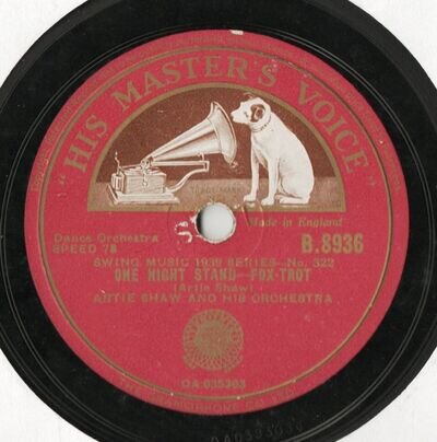 ARTIE SHAW AND HIS ORCHESTRA SWING 78 - ONE NIGHT STAND - WHY BEGIN AGAIN - EX+