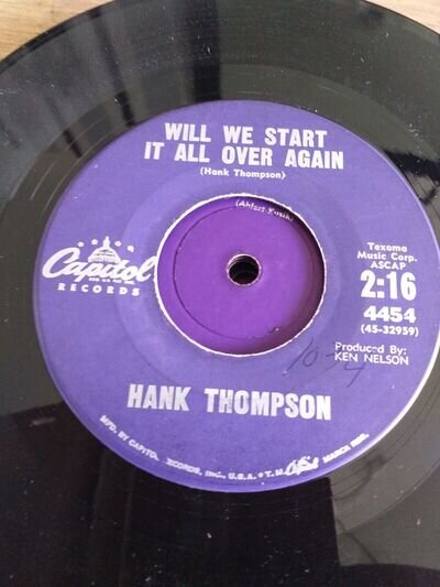 Capitol - Hank Thompson - 45 rpm 7" Single Vinyl Record - Will We Start It...