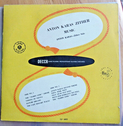 'ANTON KARAS ZITHER MUSIC' (THE THIRD MAN THEME) . RARE 1951 DECCA 10" LP EX