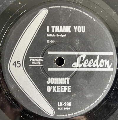 JOHNNY O'KEEFE I THANK YOU 1963 AUSTRALIAN RELEASE SINGLE 7" 45