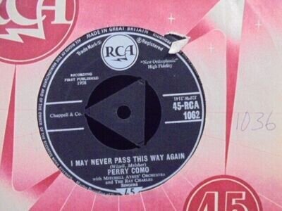 PERRY COMO " I MAY NEVER PASS THIS WAY AGAIN " Or.TRI CTR UK RCA EX+ COND.