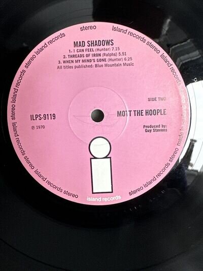 Mott The Hoople ‎Mad Shadows Vinyl Record 1975 1st Press A2-U/B-2U