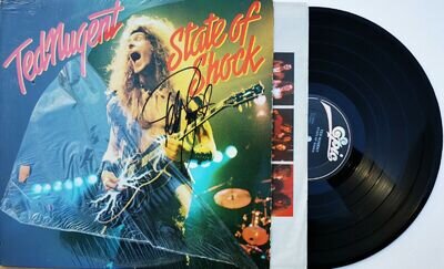 TED NUGENT LP State Of Shock 1979 USA Boldly SIGNED in orig. cellophane +inner