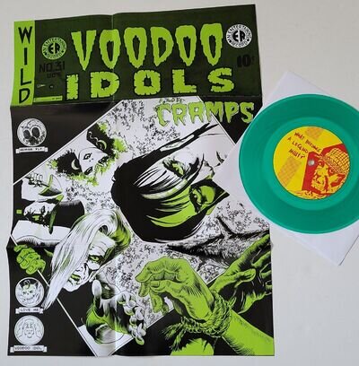 THE CRAMPS - VOODOO IDOLS - 7"- POSTER SLEEVE - GREEN VINYL - MINT