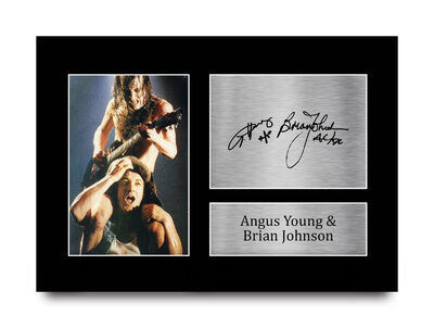 Young and Johnson Signed Pre Printed Autograph A4 Photo Gift For an AC/DC Fan