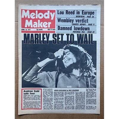 BOB MARLEY 1977 MELODY MAKER COVER POSTER SIZED original Melody maker cover from