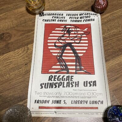 Reggae Sunsplash USA Vintage Poster 1987 Austin Texas 11” X 17”