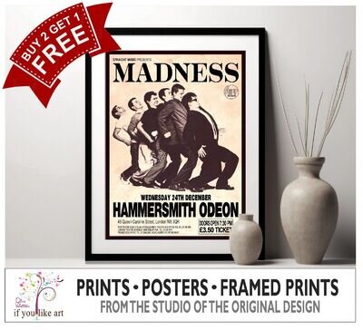 Madness - Hammersmith Odeon 1980 Concert Poster MULTI-PRINT Three FRAMED Options