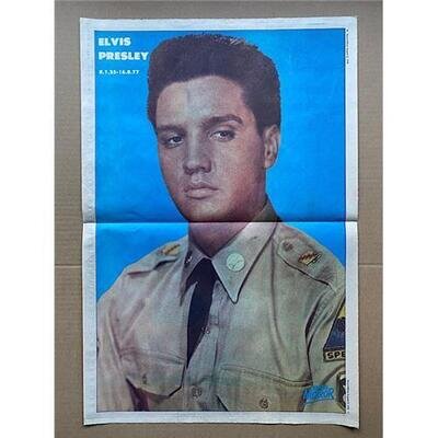 ELVIS PRESLEY COLOUR PIN-UP POSTER Original record mirror centre poster from 197