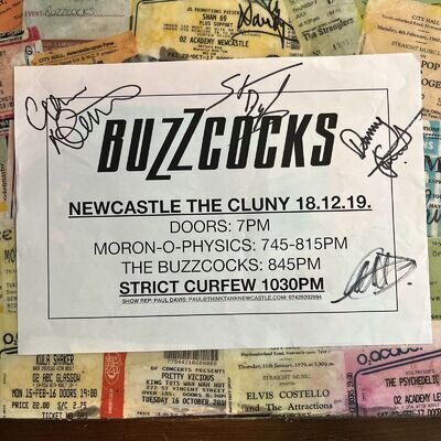 BUZZCOCKS - FULLY Signed Gig STAGE TIMES poster A4 CLUNY, Newcastle 2019