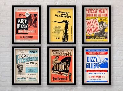 Framed Vintage Jazz Concert Poster Prints A3 Size Framed Prints Lots of Designs