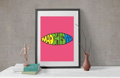 A4 MADCHESTER PINK MANCHESTER FILM ART RETRO POSTER music CULTURE PRINT GRAPHICS