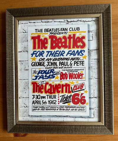 THE BEATLES - FRAMED REPRODUCTION BILL POSTER / FLYER (THE CAVERN, LIVERPOOL)