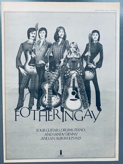 FOTHERINGAY 1970 vintage POSTER ADVERT SANDY DENNY Fairport Convention