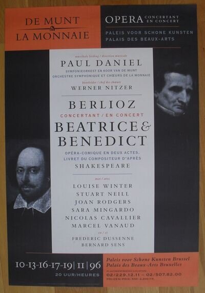 BERLIOZ shakespeare BEATRICE & BENEDICT original concert poster '96