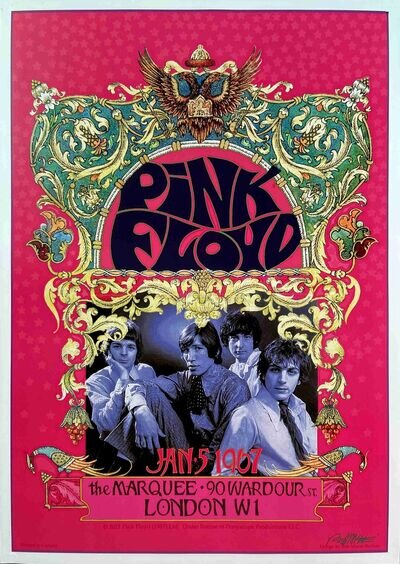 Pink Floyd Poster Original Marquee Club Tribute Litho Hand-Signed by Bob Masse